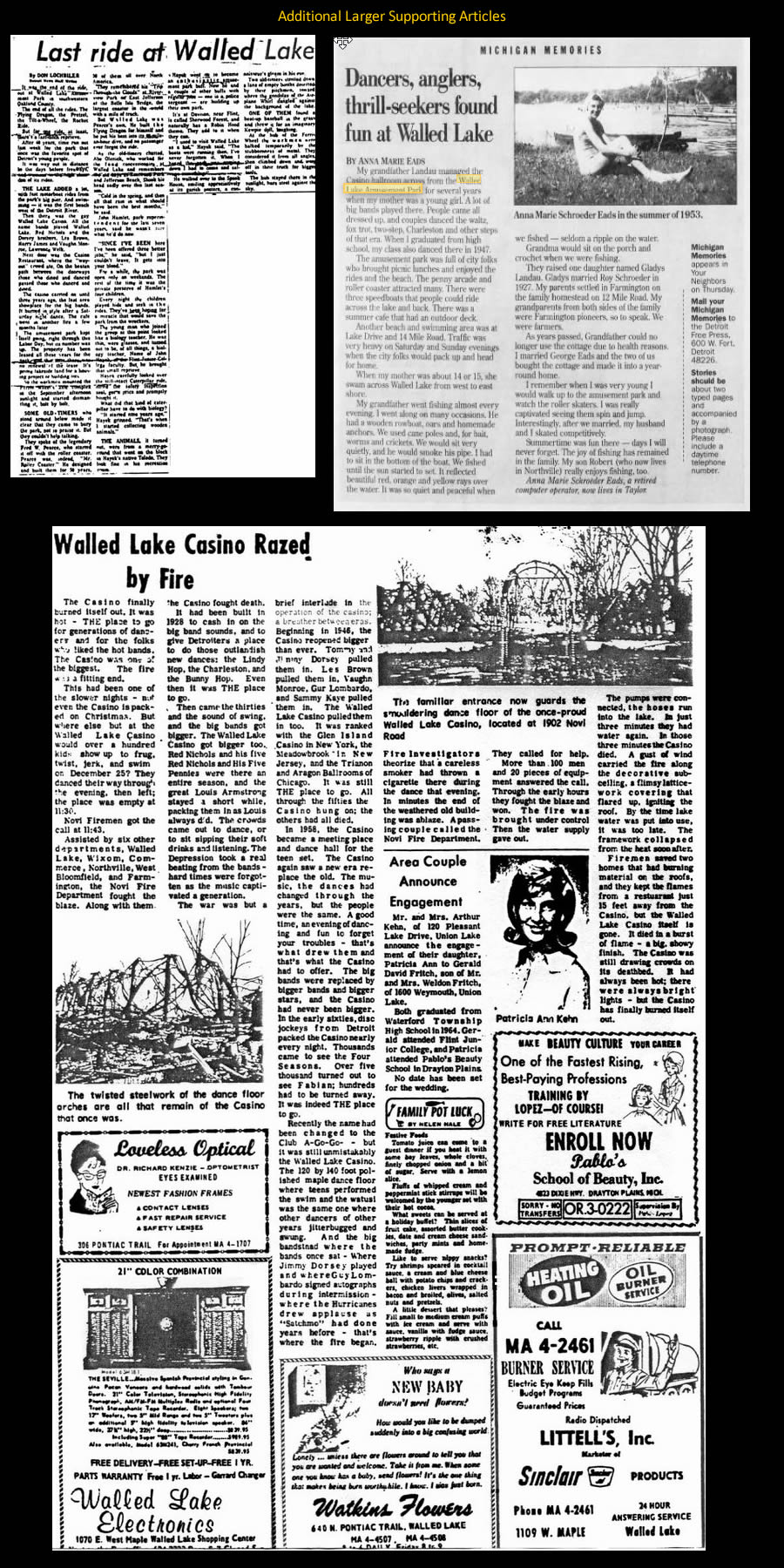 Walled Lake Amusement Park (Walled Lake Park) - Supporting Articles (newer photo)